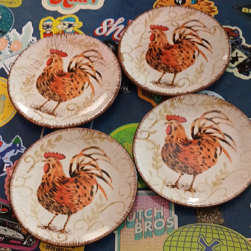 San Padre HD Designs Rooster Appetizer Plate Set Of 4